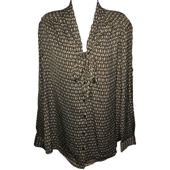 RACHEL Rachel Roy Tops - NWT RACHEL Rachel Roy Chain Link Printed Button Down Scarf Tie Long Sleeve Top